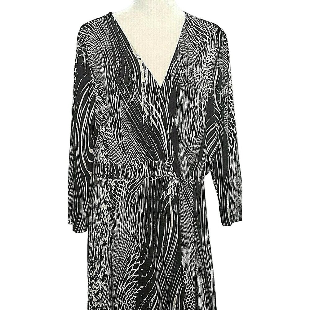 Jaclyn Smith Womens Dress 2XL Career‎ Faux Wrap Black Stretch Sophisticated